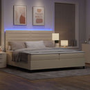 Box spring seng med madras med LED Creme 200 x 200 cm Stof