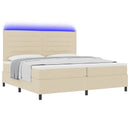 Box spring seng med madras med LED Creme 200 x 200 cm Stof