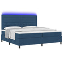 Box spring seng med madras med LED Blå 200 x 200 cm Stof