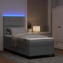 Box spring seng med madras med LED Lysegrå 90 x 190 cm Stof