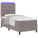 Box spring seng med madras med LED Gråbrun 90 x 190 cm Stof