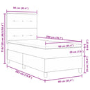 Box spring seng med LED-lysstrimler Mørkegrå 90 x 200 cm Stof