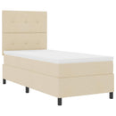 Box spring seng med madras med LED Creme 90 x 200 cm Stof