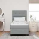 Box spring seng med LED-lysstrimler Lysegrå 100 x 200 cm Stof