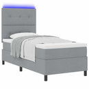 Box spring seng med LED-lysstrimler Lysegrå 100 x 200 cm Stof