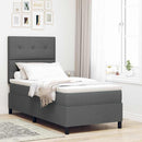 Box spring seng med LED-lysstrimler Mørkegrå 100 x 200 cm Stof