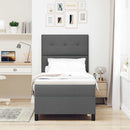 Box spring seng med LED-lysstrimler Mørkegrå 100 x 200 cm Stof