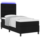 Box spring seng med LED-lysstrimler Sort 100 x 200 cm Stof
