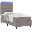 Box spring seng med madras med LED Gråbrun 100 x 200 cm Stof