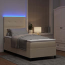 Box spring seng med madras med LED Creme 100 x 200 cm Stof