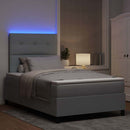 Box spring seng med LED-lysstrimler Lysegrå 120 x 190 cm Stof