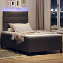 Box spring seng med LED-lysstrimler Mørkebrun 120 x 200 cm Stof