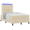 Box spring seng med madras med LED Creme 120 x 200 cm Stof