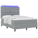 Box spring seng med madras med LED Lysegrå 140 x 190 cm Stof