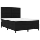 Box spring seng med madras med LED Sort 140 x 190 cm Stof
