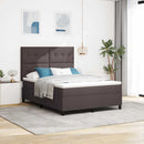 Box spring seng med madras med LED Mørkebrun 140 x 190 cm Stof