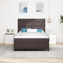 Box spring seng med madras med LED Mørkebrun 140 x 190 cm Stof