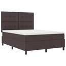 Box spring seng med madras med LED Mørkebrun 140 x 190 cm Stof