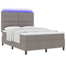 Box spring seng med madras med LED Gråbrun 140 x 190 cm Stof