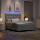 Box spring seng med madras med LED Lysegrå 140 x 200 cm Stof