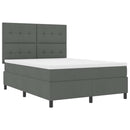 Box spring seng med madras med LED Mørkegrå 140 x 200 cm Stof