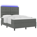 Box spring seng med madras med LED Mørkegrå 140 x 200 cm Stof