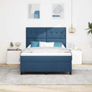 Box spring seng med madras med LED Blå 140 x 200 cm Stof