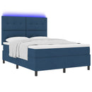Box spring seng med madras med LED Blå 140 x 200 cm Stof