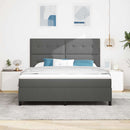 Box spring seng med LED-lysstrimler Mørkegrå 180 x 200 cm Stof