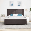 Box spring seng med LED-lysstrimler Mørkebrun 180 x 200 cm Stof