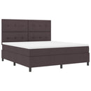 Box spring seng med LED-lysstrimler Mørkebrun 180 x 200 cm Stof