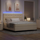 Box spring seng med madras med LED Creme 180 x 200 cm Stof