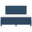 Box spring seng med LED-lysstrimler Blå 180 x 200 cm Stof