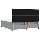 Box spring seng med LED-lysstrimler Lysegrå 200 x 200 cm Stof