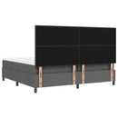 Box spring seng med LED-lysstrimler Mørkegrå 200 x 200 cm Stof