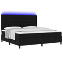 Box spring seng med LED-lysstrimler Sort 200 x 200 cm Stof