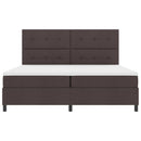 Box spring seng med LED-lysstrimler Mørkebrun 200 x 200 cm Stof