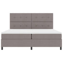Box spring seng med LED-lysstrimler Gråbrun 200 x 200 cm Stof