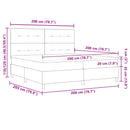 Box spring seng med LED-lysstrimler Gråbrun 200 x 200 cm Stof