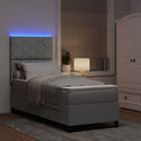 Box spring seng med madras med LED Lysegrå 80 x 200 cm Stof