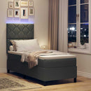 Box spring seng med LED-lysstrimler Mørkegrå 80 x 200 cm Stof