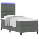 Box spring seng med LED-lysstrimler Mørkegrå 80 x 200 cm Stof