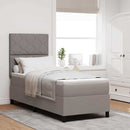 Box spring seng med LED-lysstrimler Gråbrun 80 x 200 cm Stof