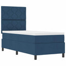 Box spring seng med LED-lysstrimler Blå 80 x 200 cm Stof