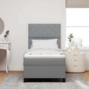 Box spring seng med LED-lysstrimler Lysegrå 90 x 190 cm Stof