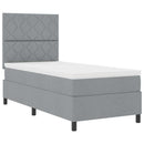 Box spring seng med LED-lysstrimler Lysegrå 90 x 190 cm Stof