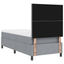 Box spring seng med LED-lysstrimler Lysegrå 90 x 190 cm Stof