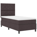Box spring seng med LED-lysstrimler Mørkebrun 90 x 190 cm Stof