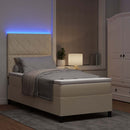 Box spring seng med LED-lysstrimler Creme 90 x 190 cm Stof