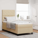 Box spring seng med LED-lysstrimler Creme 90 x 190 cm Stof